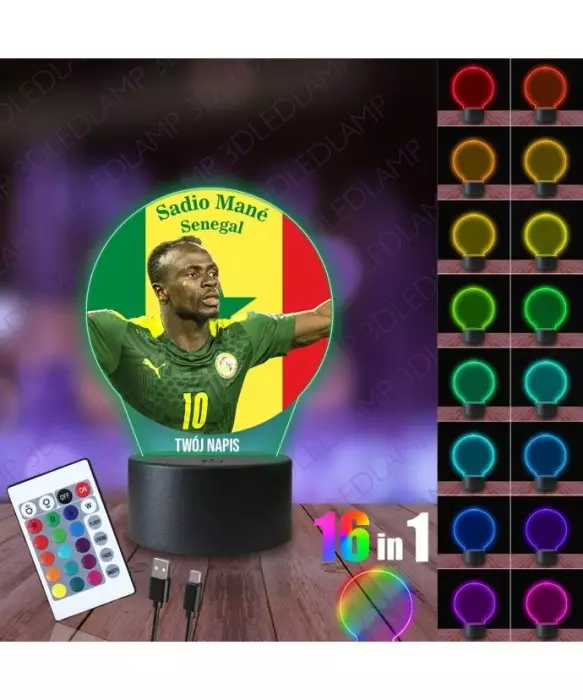 Lampka Nocna 3D LED LAMP z Nadrukiem Mundial Senegal