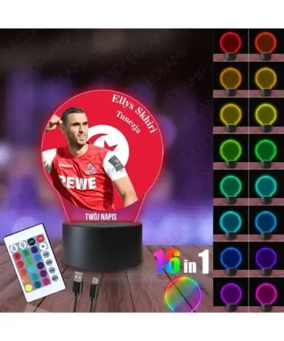 Lampka Nocna 3D LED LAMP z Nadrukiem Mundial Tunezja