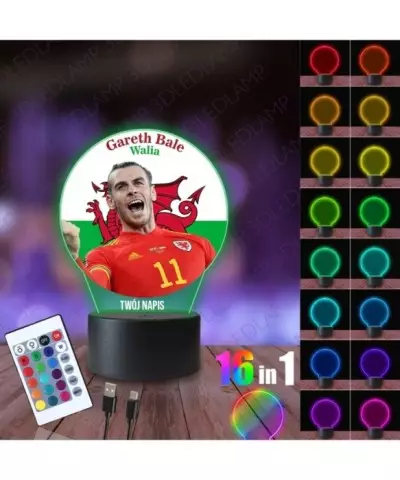 Lampka Nocna 3D LED LAMP z Nadrukiem Mundial Walia Bale