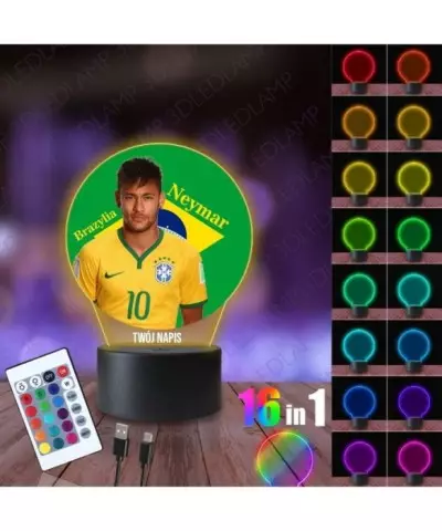 Lampka Nocna 3D LED LAMP z Nadrukiem Mundial Brazylia Neymar
