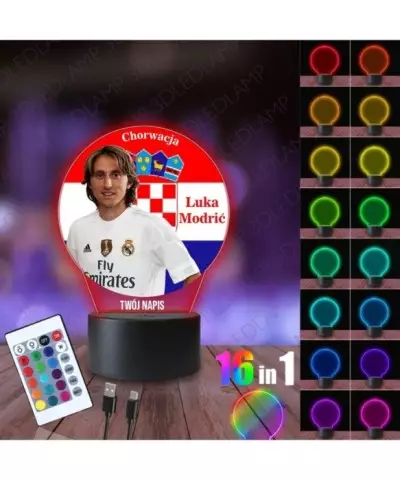 Lampka Nocna 3D LED LAMP z Nadrukiem Mundial Chorwacja Modric