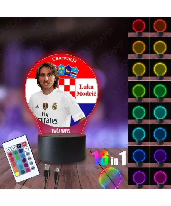 Lampka Nocna 3D LED LAMP z Nadrukiem Mundial Chorwacja Modric