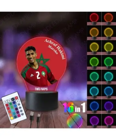 Lampka Nocna 3D LED LAMP z Nadrukiem Mundial Maroko