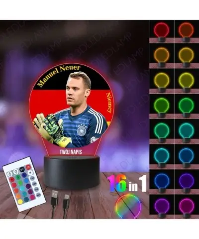 Lampka Nocna 3D LED LAMP z Nadrukiem Mundial Niemcy Neuer