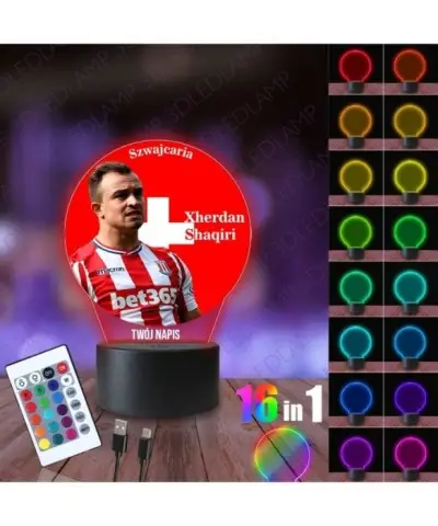 Lampka Nocna 3D LED LAMP z Nadrukiem Mundial Szwajcaria