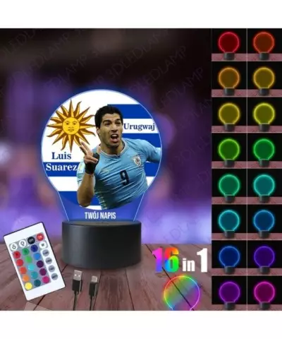 Lampka Nocna 3D LED LAMP z Nadrukiem Mundial Urugwaj Suarez