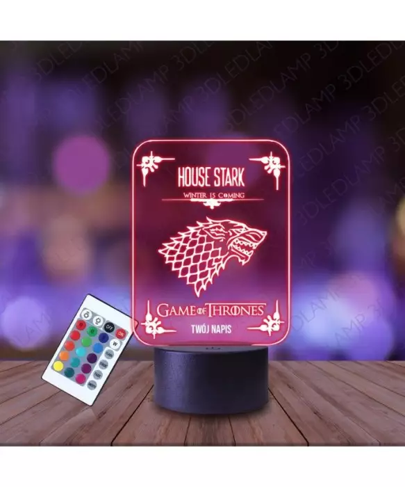 Lampka Nocna 3D LED LAMP Gra o Tron House Stark