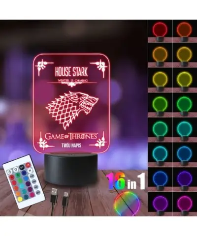 Lampka Nocna 3D LED LAMP Gra o Tron House Stark