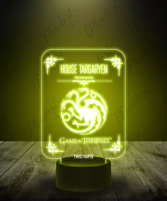 Lampka LED 3D Plexido Gra o Tron House Targeryen - 1