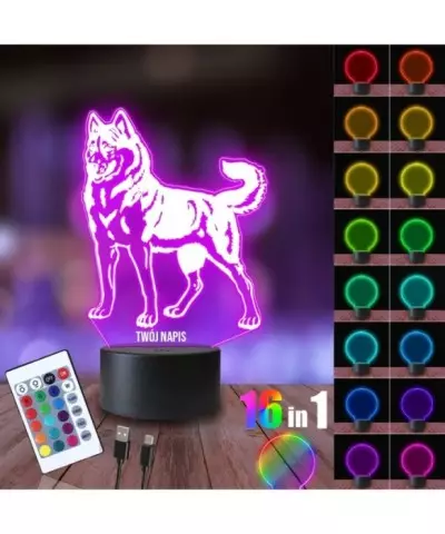 Lampka Nocna 3D LED LAMP Wilk Owczarek Pies