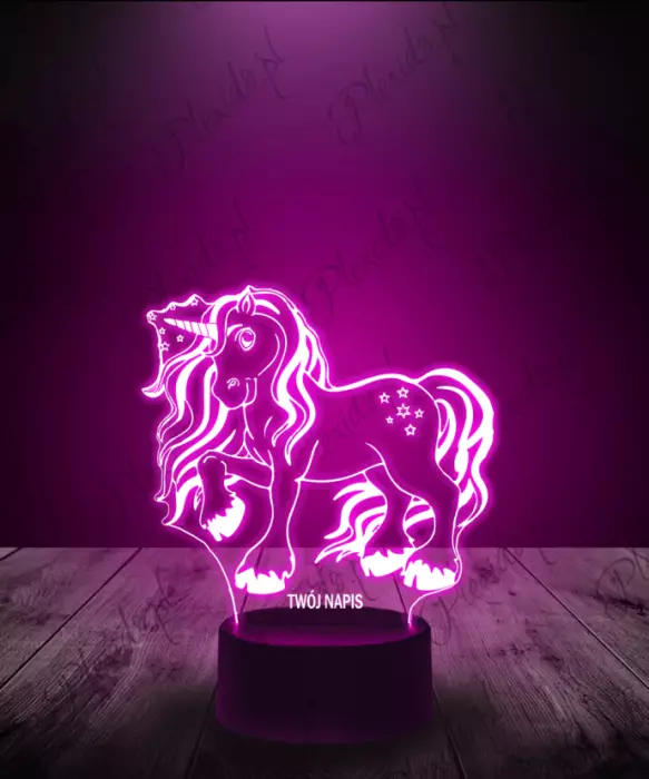 Lampka LED 3D Plexido Kucyk Jednorożec - 3