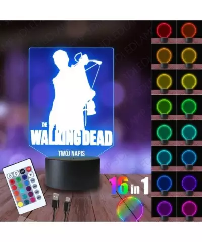 Lampka Nocna 3D LED LAMP Daryl The Walking Dead