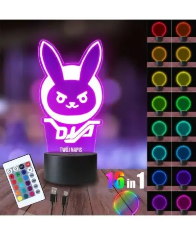 Lampka Nocna 3D LED LAMP Królik Overwatch