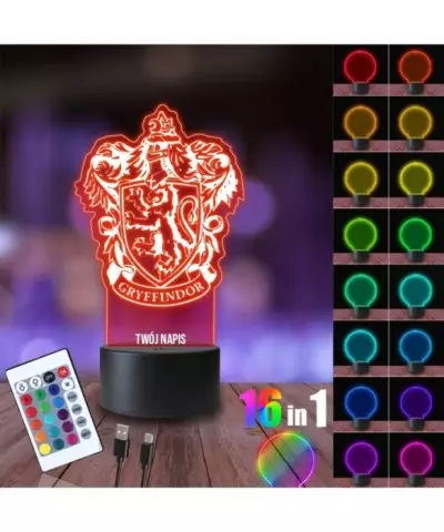 Lampka Nocna 3D LED LAMP Harry Potter Hogwart Gryffindor