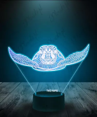 lampka_led_3d_plexido_żółw_morski