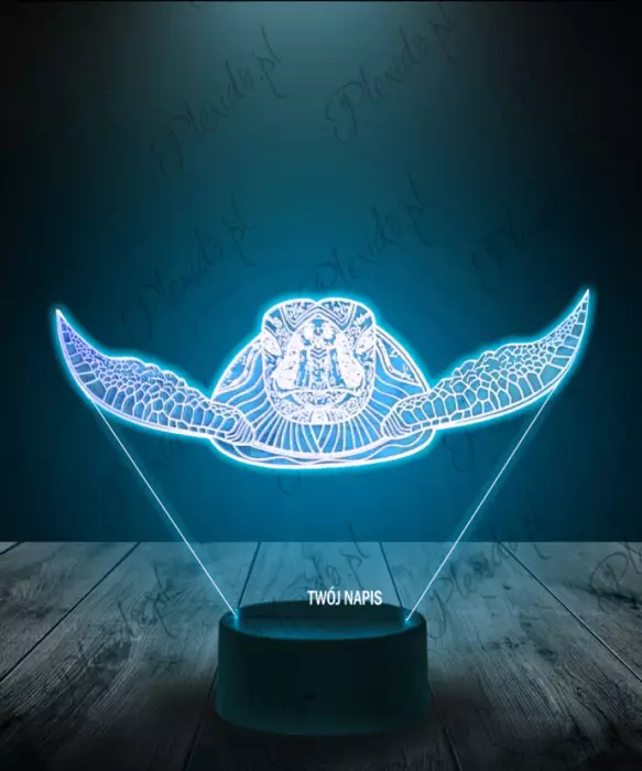 lampka_led_3d_plexido_żółw_morski