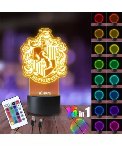 Lampka Nocna 3D LED LAMP Harry Potter Hogwart Hafflepuff