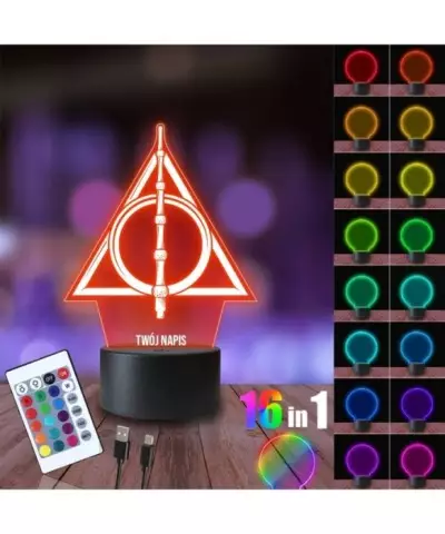 Lampka Nocna 3D LED LAMP Harry Potter Insygnia Śmierci Znak