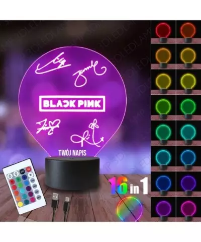 Lampka Nocna 3D LED LAMP Black Pink K-Pop