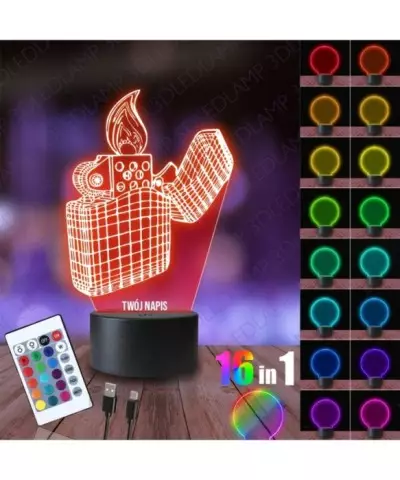 Lampka Nocna 3D LED LAMP Zapalniczka