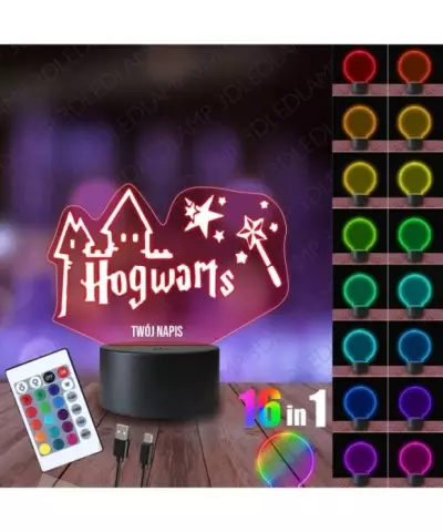 Lampka Nocna 3D LED LAMP Harry Potter Hogwart Napis