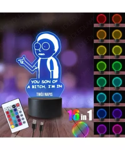 Lampka Nocna 3D LED LAMP Morty Napis