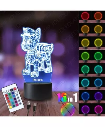 Lampka Nocna 3D LED LAMP Psi Patrol Policjant Chase