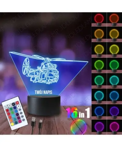 Lampka Nocna 3D LED LAMP Helikopter Puma