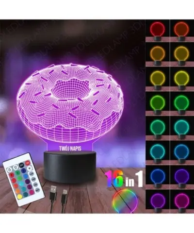 Lampka Nocna 3D LED LAMP Donut Pączek
