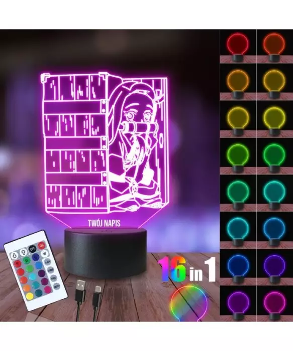Lampka Nocna 3D LED LAMP Demon Slayer Nezuko