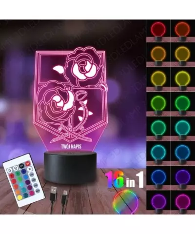 Lampka Nocna 3D LED LAMP Attack on Titan Herb Róż