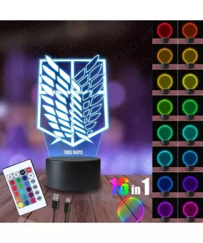 Lampka Nocna 3D LED LAMP Attack on Titan Herb Korpus