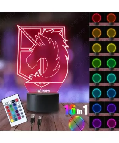 Lampka Nocna 3D LED LAMP Attack on Titan Herb Koń