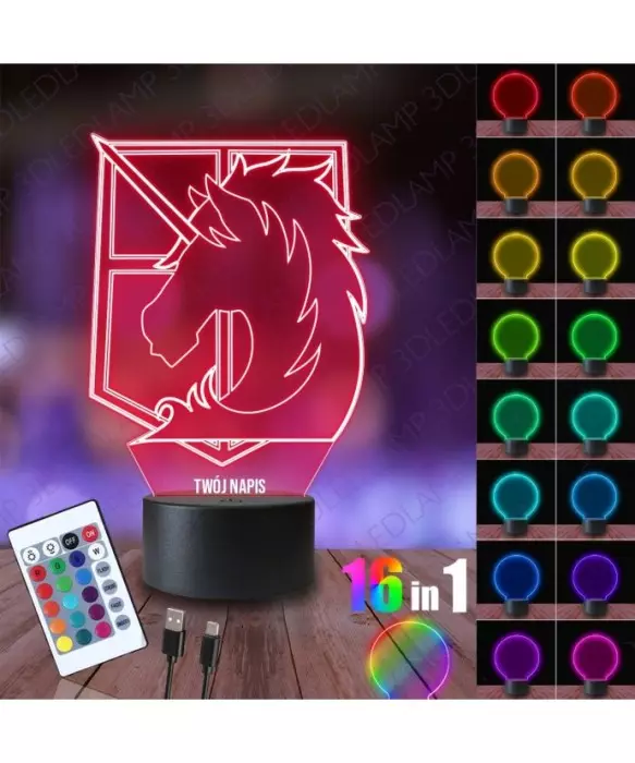 Lampka Nocna 3D LED LAMP Attack on Titan Herb Koń