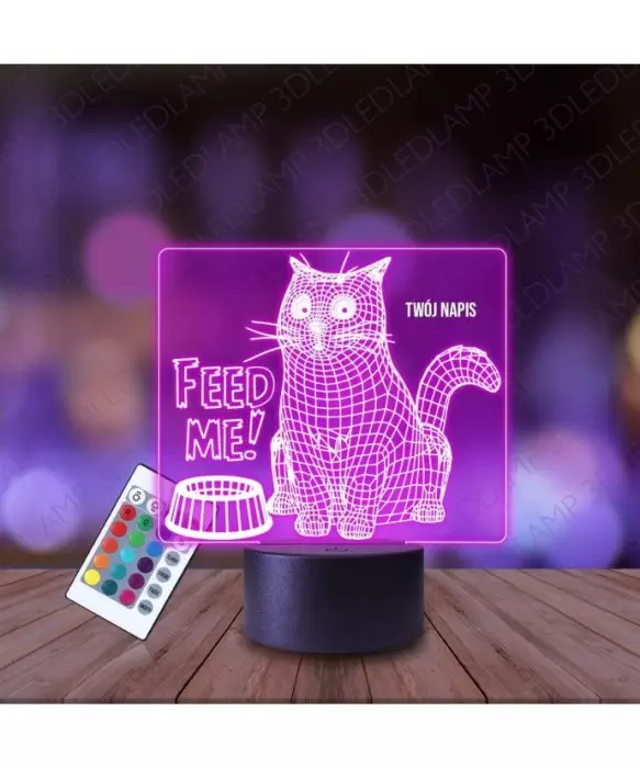 Lampka Nocna 3D LED LAMP Kotek Głodny