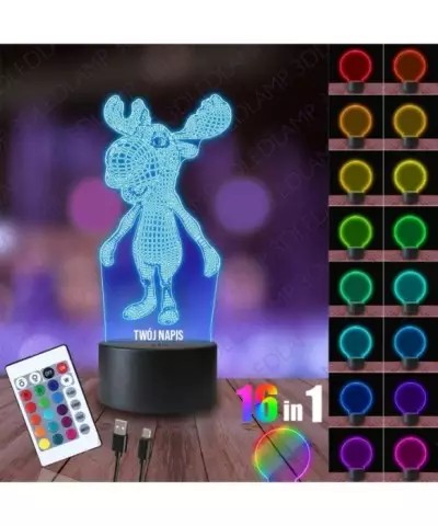 Lampka Nocna 3D LED LAMP Łoś Renifer