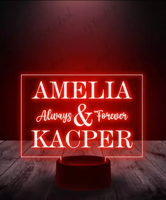 Lampka LED 3D Plexido Prezent na Walentynki Napisy - 1