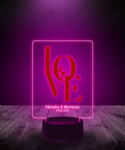 Lampka LED 3D Plexido Prezent na Walentynki LOVE Napis - 2