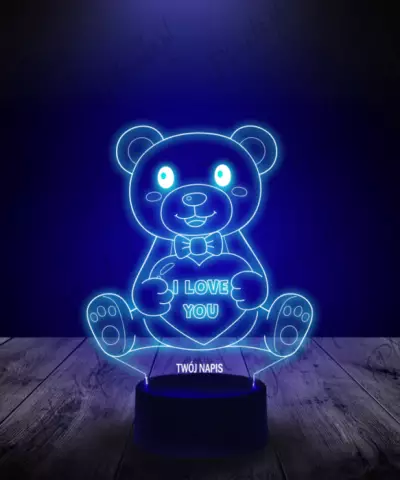 Lampka LED 3D Plexido Prezent na Walentynki Miś I Love You - 3