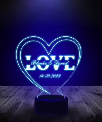 Lampka LED 3D Plexido Prezent na Walentynki Love w Sercu - 2