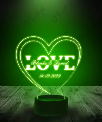 Lampka LED 3D Plexido Prezent na Walentynki Love w Sercu - 3