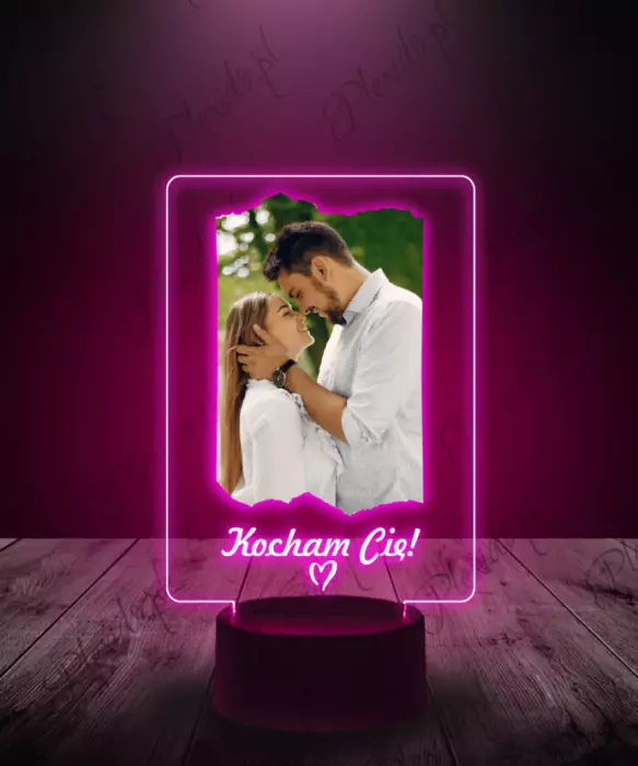 Lampka LED 3D Plexido Prezent na Walentynki Zdjęcie Kocham Cię - 1