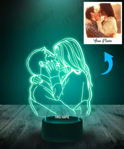 Lampka LED 3D Plexido Prezent na Walentynki Twoje Zdjęcie Miłość - 3