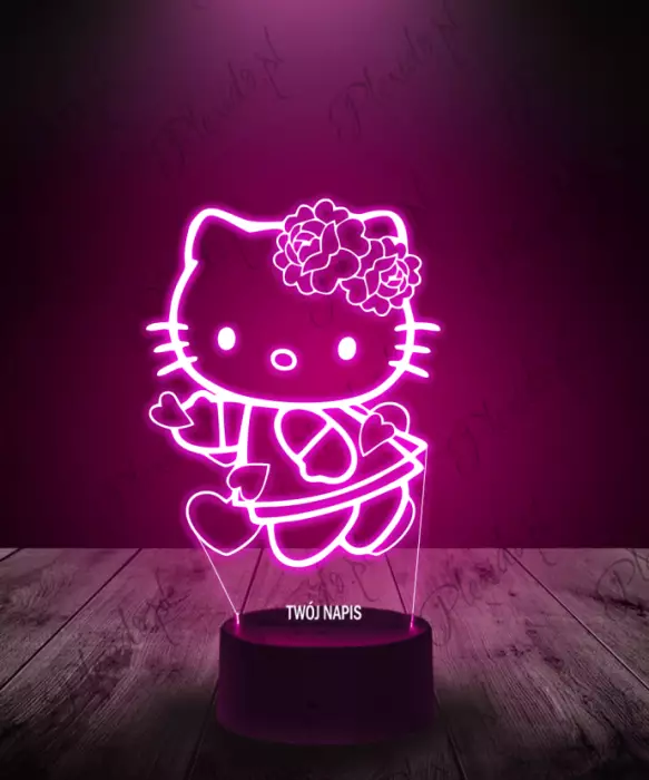 Lampka LED 3D Plexido Prezent na Walentynki Hello Kitty Serce - 1