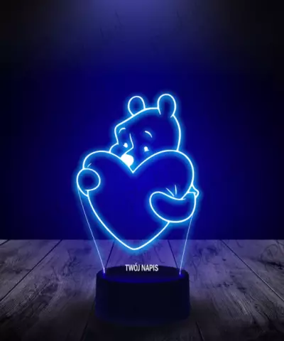 Lampka LED 3D Plexido Prezent na Walentynki Kubuś Puchatek - 2