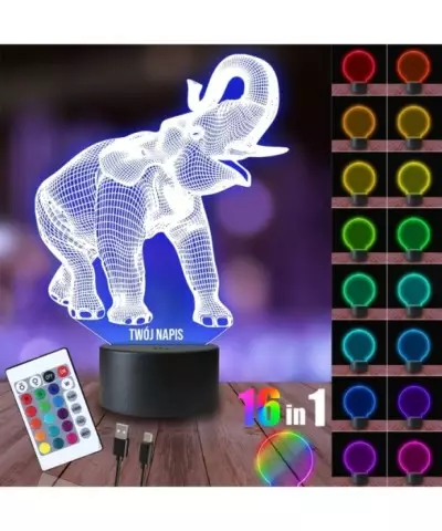 Lampka Nocna 3D LED LAMP Słonik na Szczęście