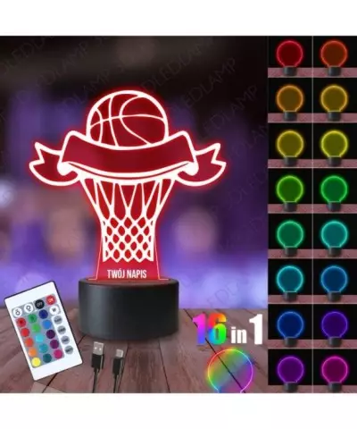Lampka Nocna 3D LED LAMP Piłka Do Kosza Koszykówka