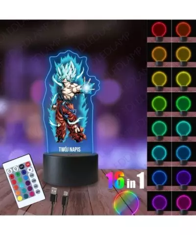 Lampka Nocna 3D LED LAMP z Nadrukiem Goku Transformacja