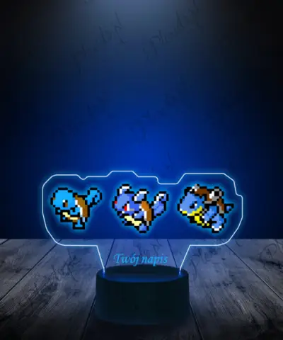 Lampka LED 3D Plexido z Nadrukiem Squirtle Ewolucja - 3