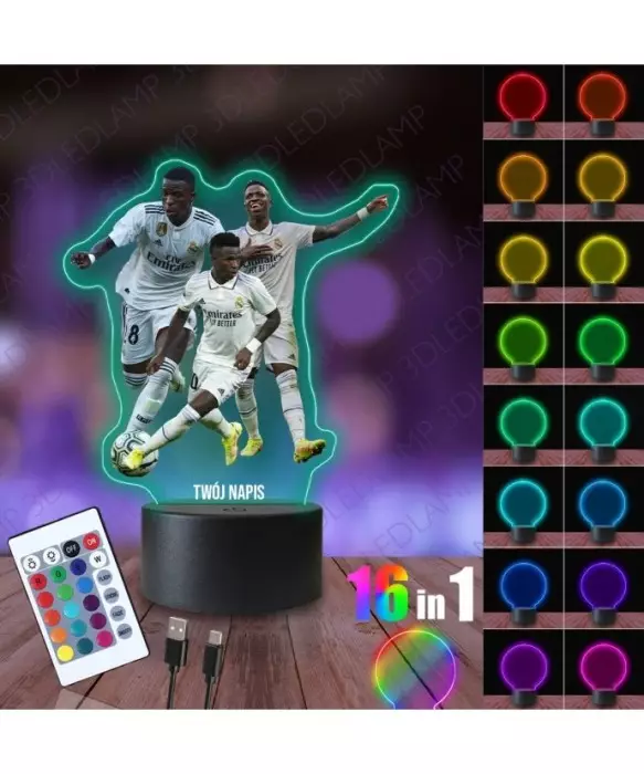 Lampka Nocna 3D LED LAMP z Nadrukiem Vinicius Junior